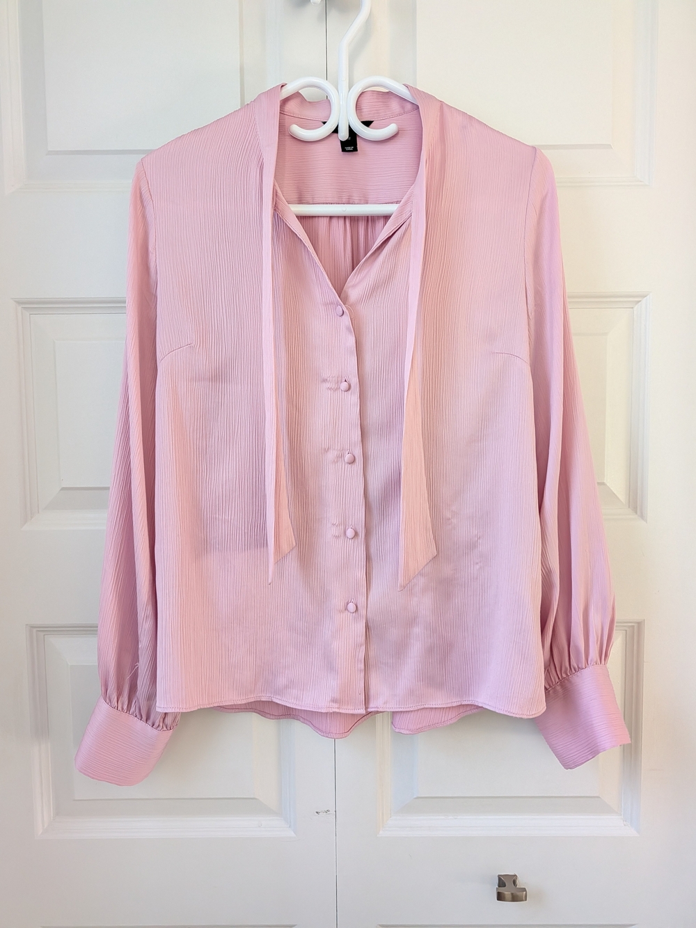 RW&CO. Pale Pink Tie-Neck Blouse